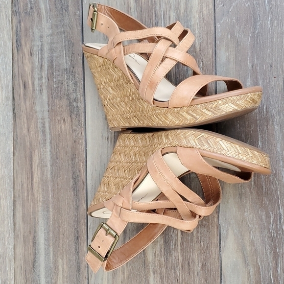 Jessica Simpson Julita strappy leather high wedge sandals shoes - Picture 8 of 11